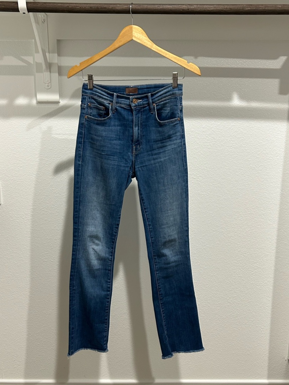 MOTHER Straight-Leg Jeans in Medium Blue Wash